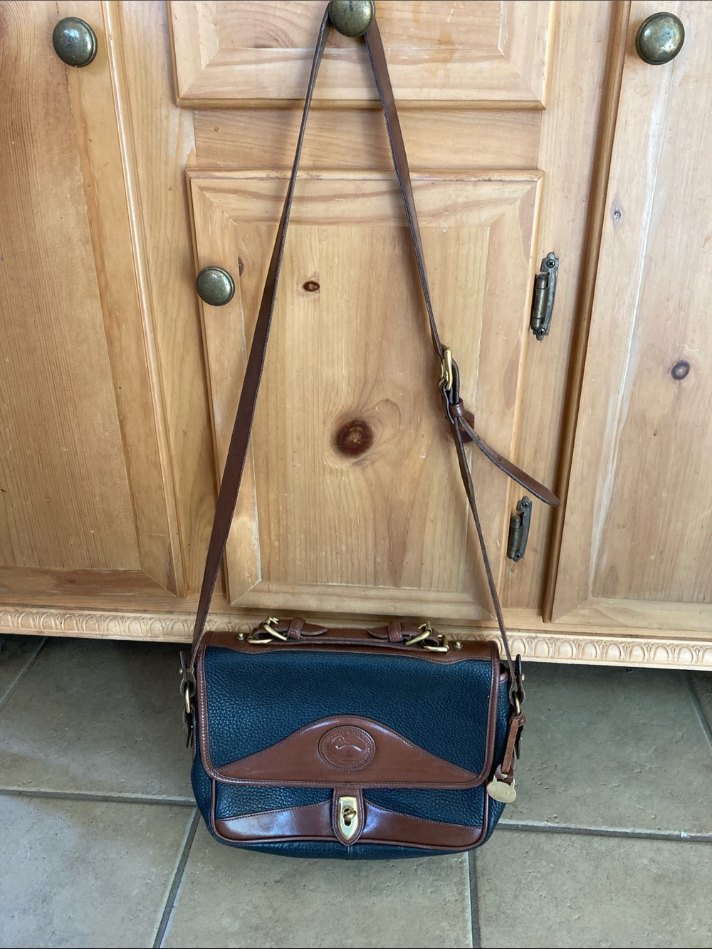 Dooney & Bourke Brown and Black Leather Crossbody Bag
